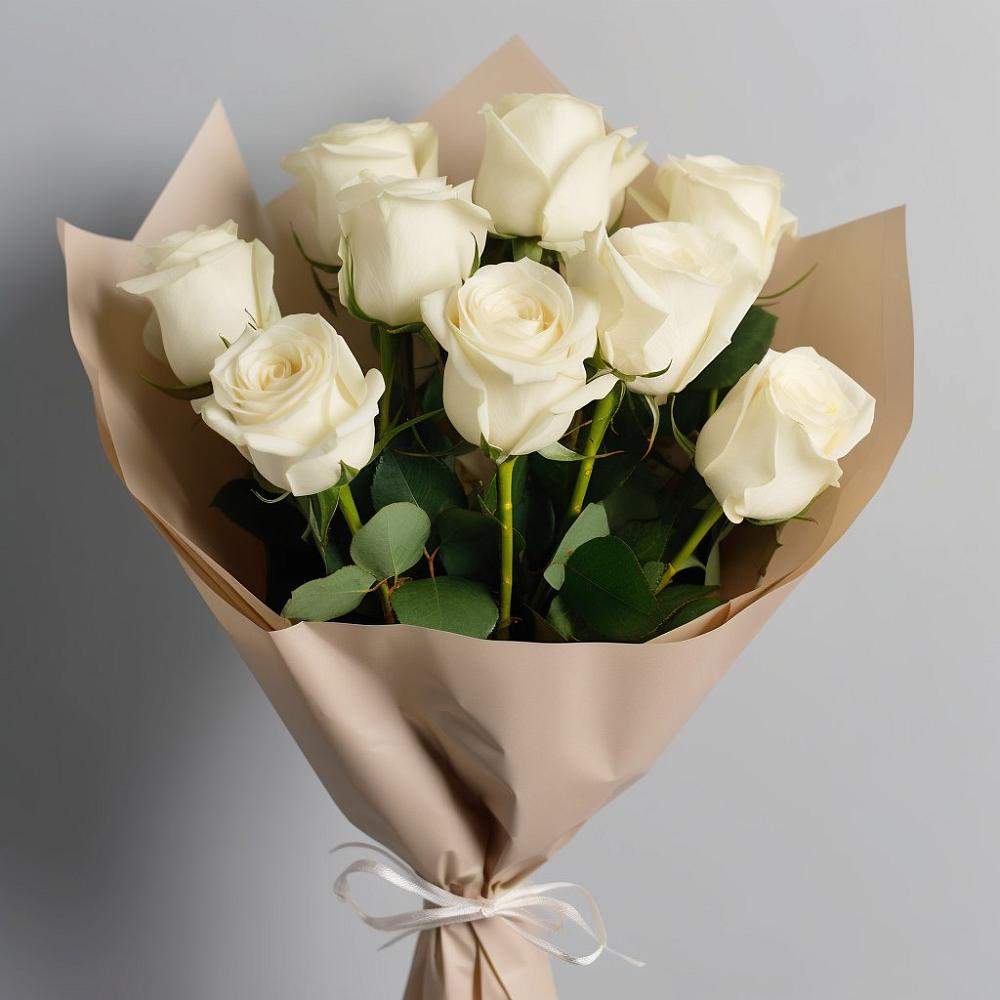 9 Белых роз Эдлесс Лав в Нальчике Букет 9 Белых роз Эдлесс Лав в Нальчике